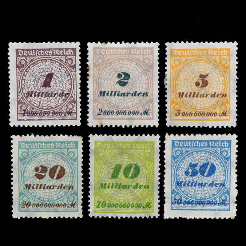 A series of "billionth" stamps of Germany, 1923