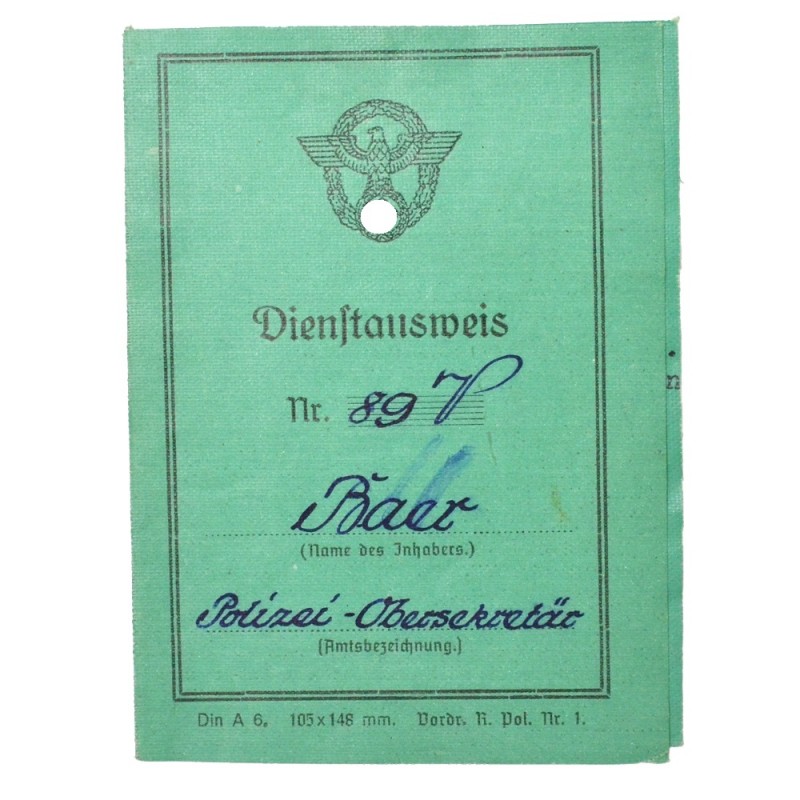 Official certificate of a German policeman