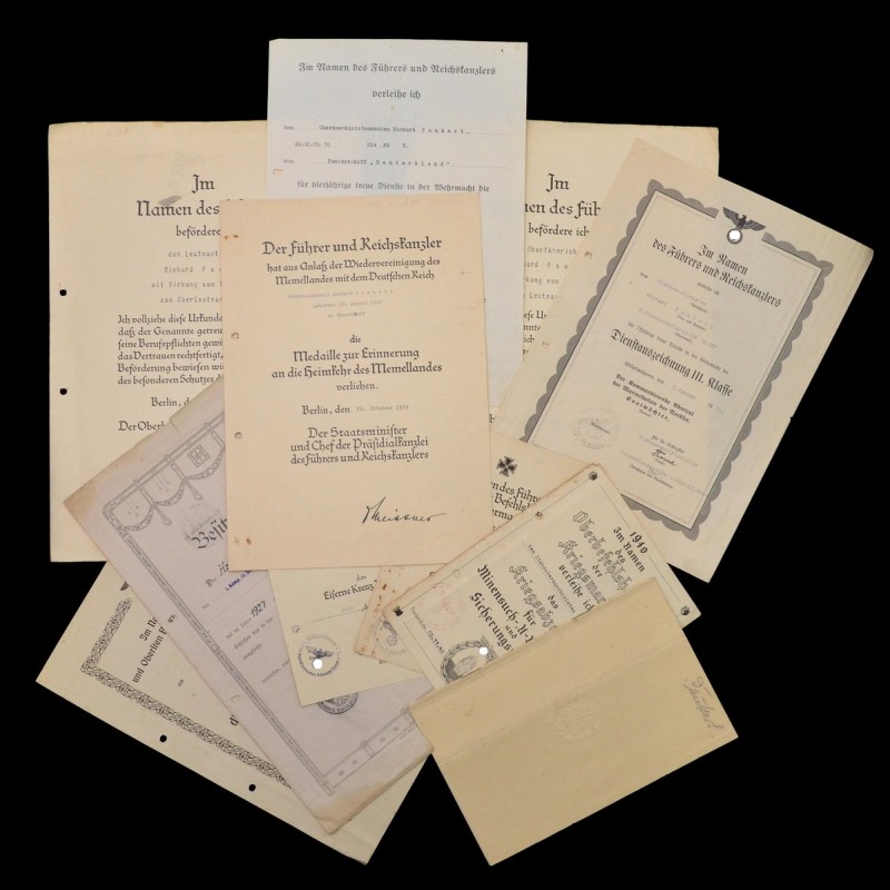 Lot of award documents of the engineer-Oberleutnant of the Kriegsmarine