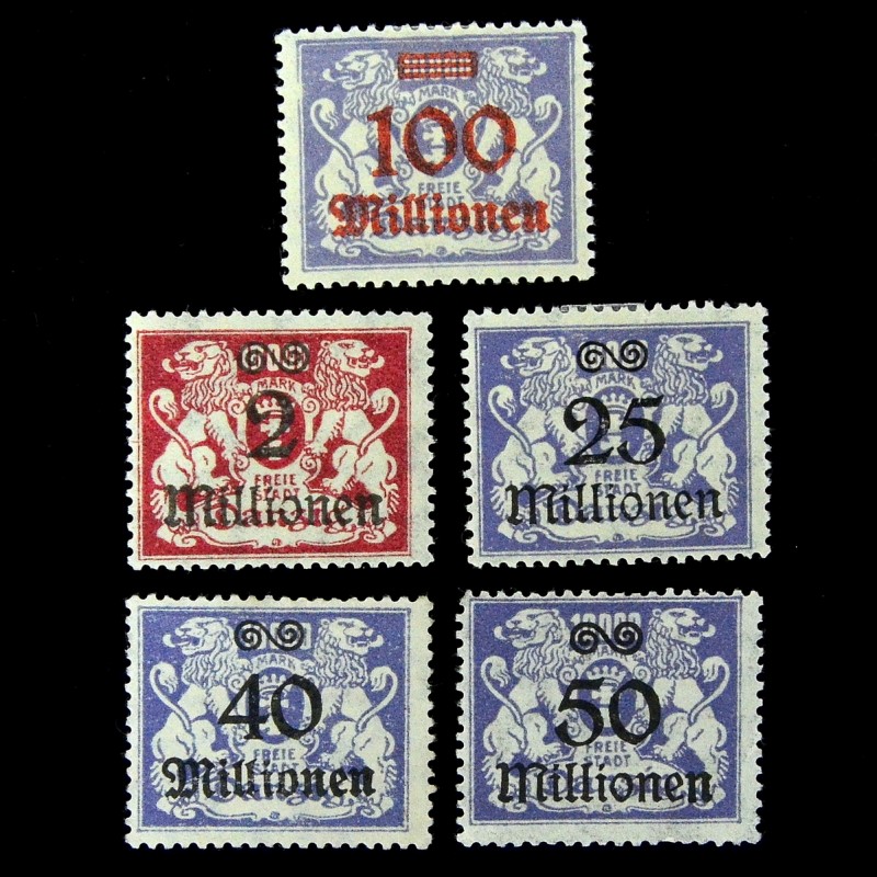 Lot of "million" stamps of the free city of Danzig*