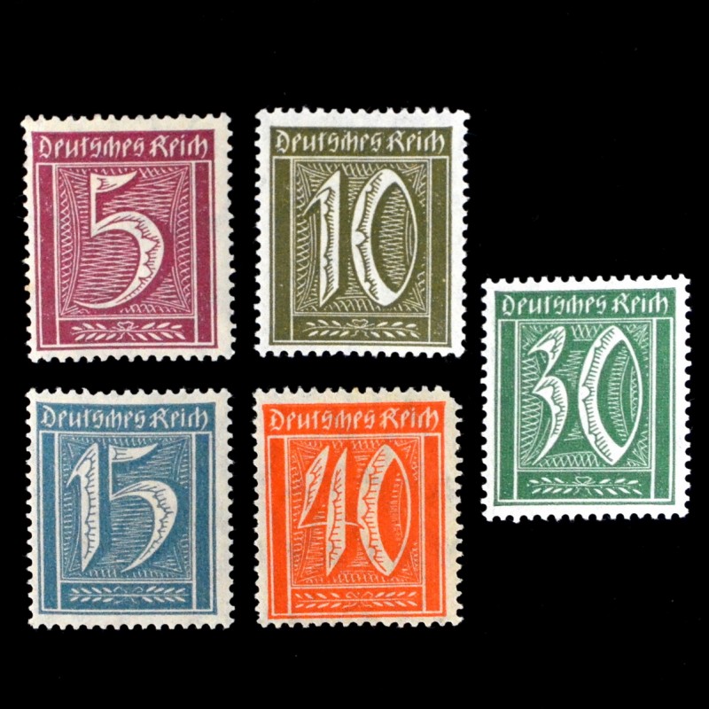 A series of postage stamps of the Weimar Republic of 1921**.