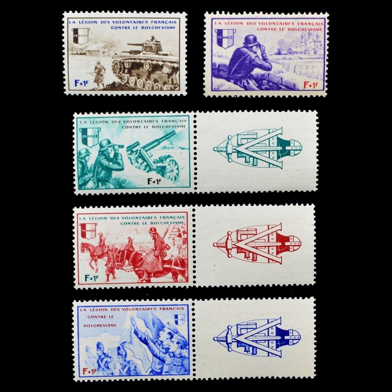 The complete series of stamps "The French Legion of Volunteers against Bolshevism"**, 1942