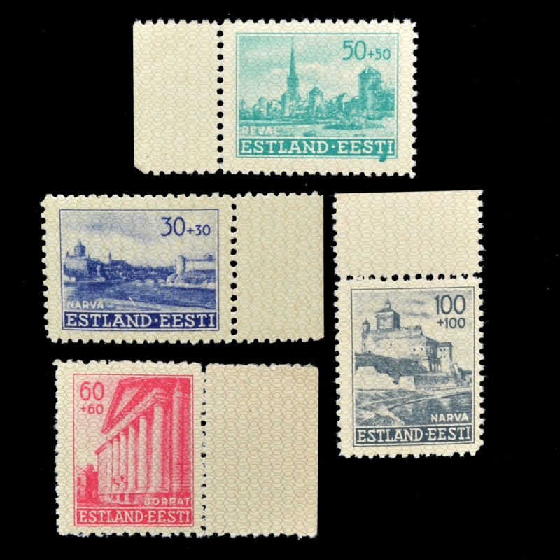 4 stamps from the series "Architectural monuments"**, 1941, occupation of Estonia
