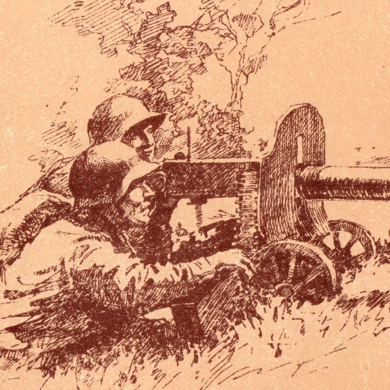 Postcard "At the machine gun crew", 1942