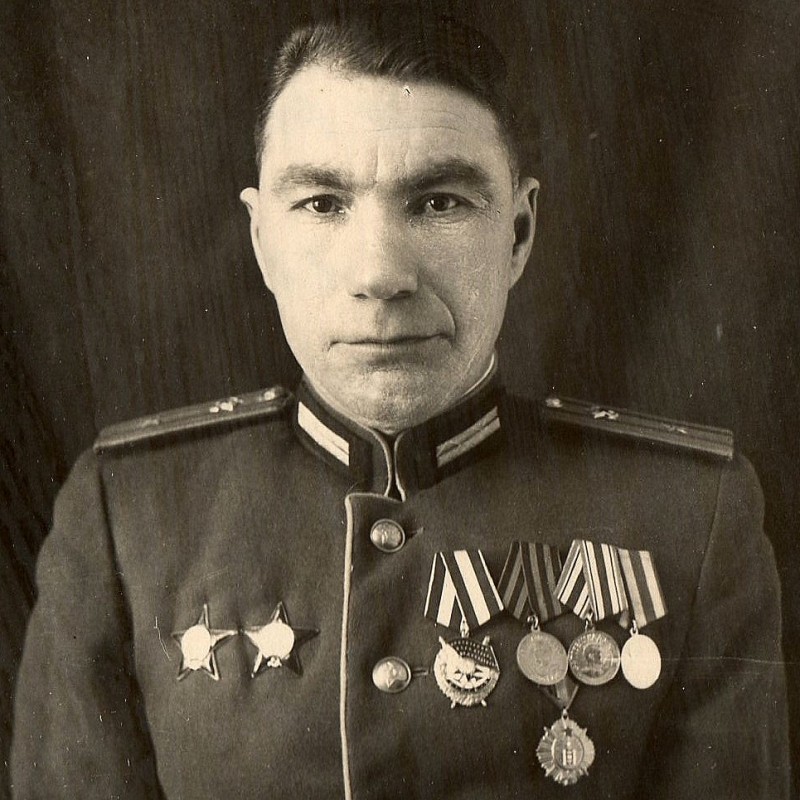 Photo of Major VOSO or railway troops M.V. Selivanov with military awards