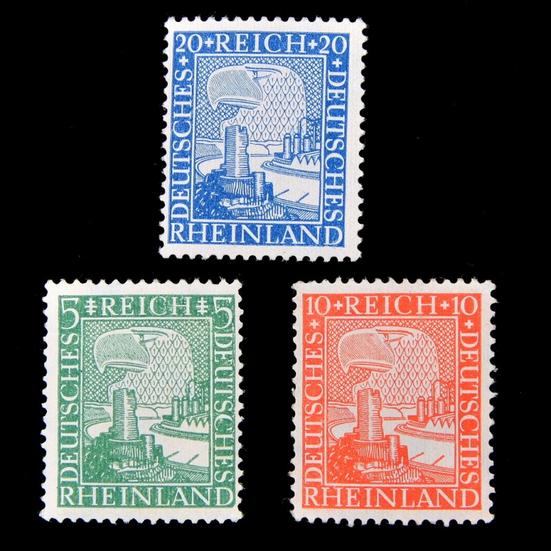 The complete series of stamps "1000th anniversary of the Rhineland"**, 1925