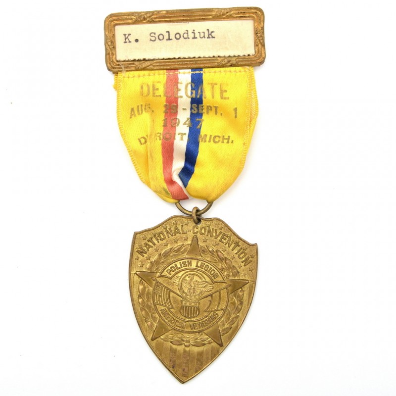 Badge of the delegate of the National Assembly of Veterans of the Polish Legion, Detroit, 1947