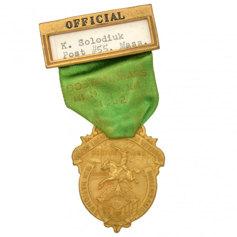 Badge of the delegate of the National Assembly of Veterans of the Polish Legion, Boston, 1952