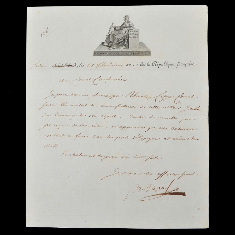 Letter of Napoleon Bonaparte to Consul de Cambaceres, 1803