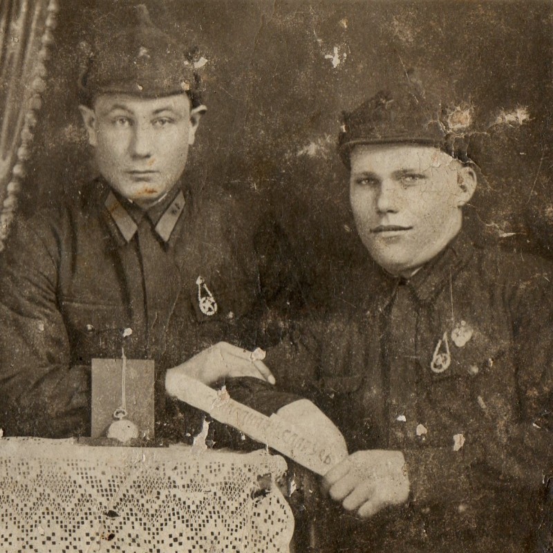 Photos of Red Army soldiers of the Red Army with sports badges