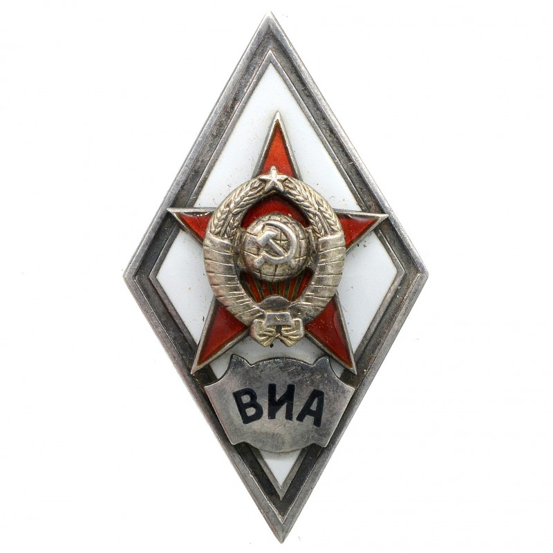 Badge (rhombus) of a graduate of VIA, type 1