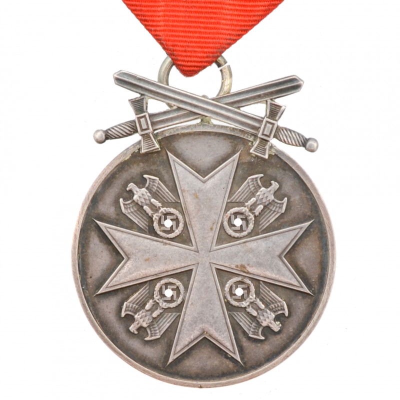 Medal of the Order of the German Eagle in silver, with swords. Block font.