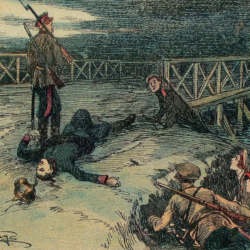 Postcard of the period of the First World War "Heroic deed"