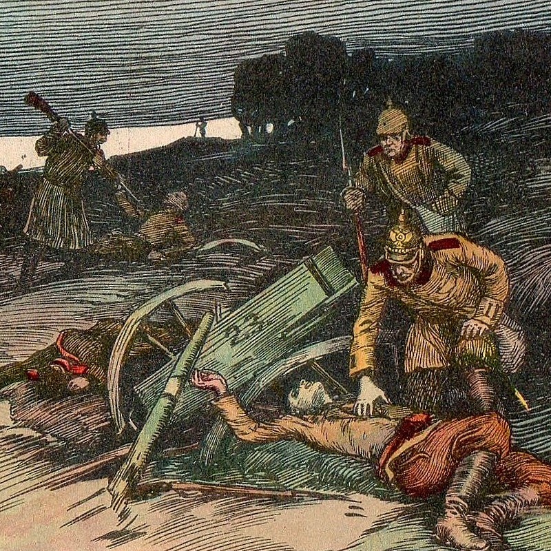 Postcard from the period of the First World War "The Ghost of death"