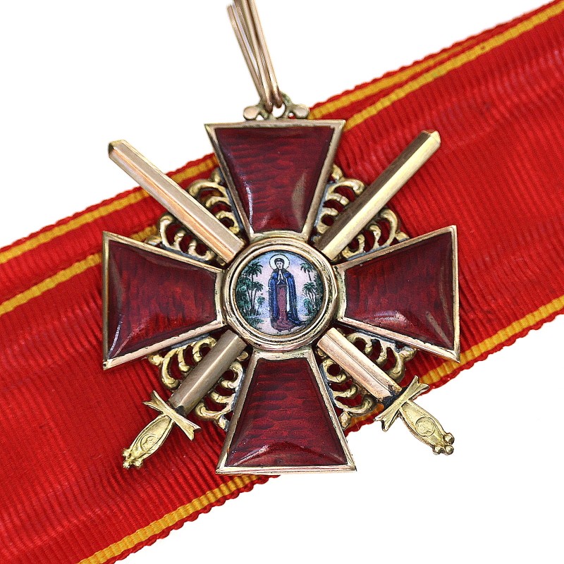 Badge of the Order of St. Anna 3 art. with swords on the original tape