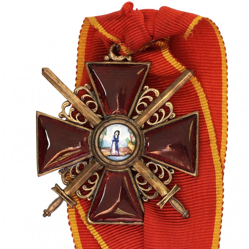 Badge of the Order of St. Anna 2 art. with swords on the original tape
