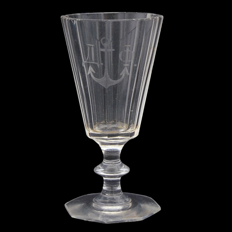 A shot glass for vodka from the dining room of one of the ships of the Voluntary Fleet of Russia