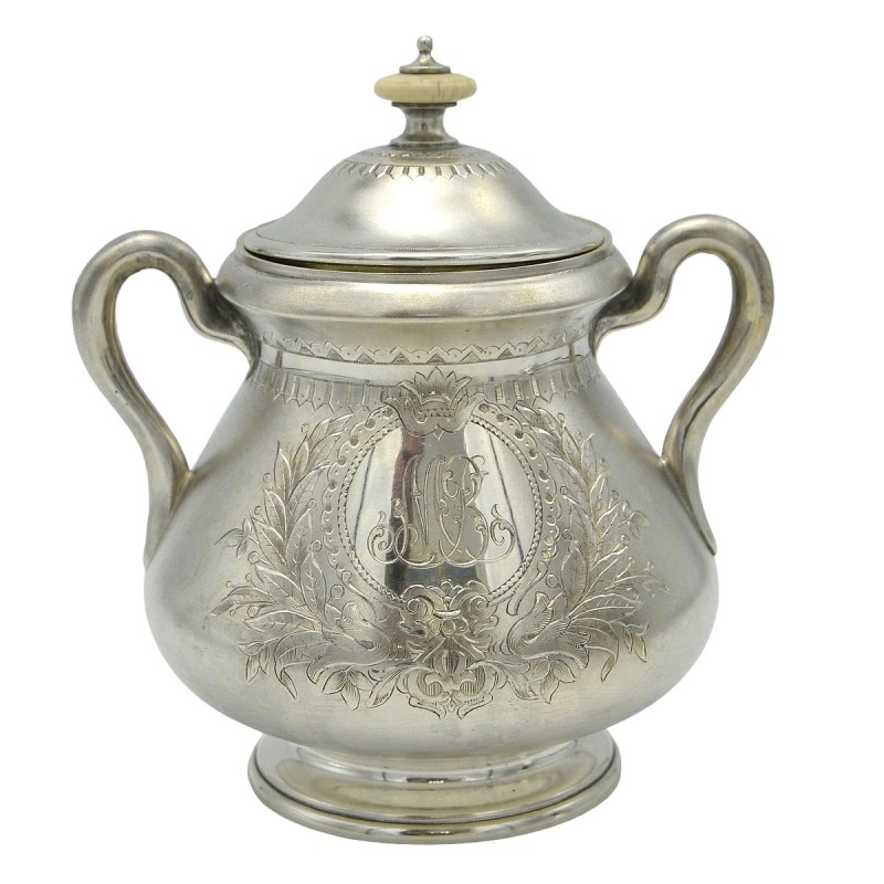 Russian silver sugar bowl, 1895