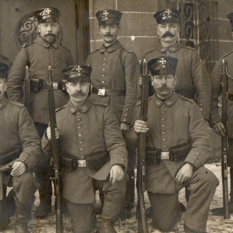 Photo of soldiers of the German Landwehr with Mauser rifles of 1888 