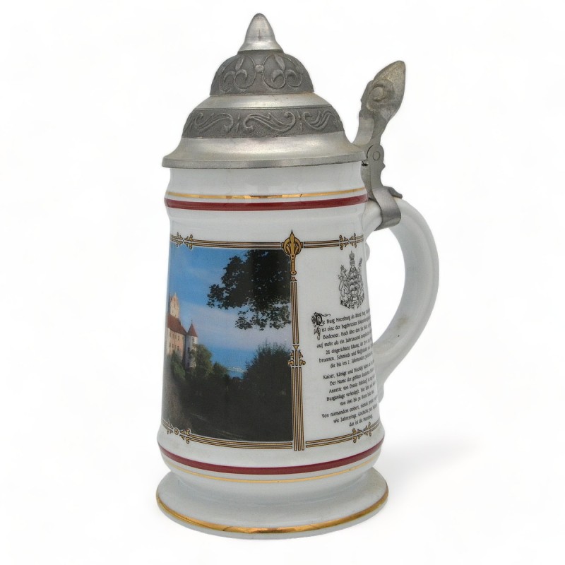 Beer mug with the landmark of Mersburg on Bodensee