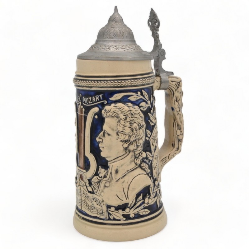 Beer mug with the image of Beethoven and Mozart