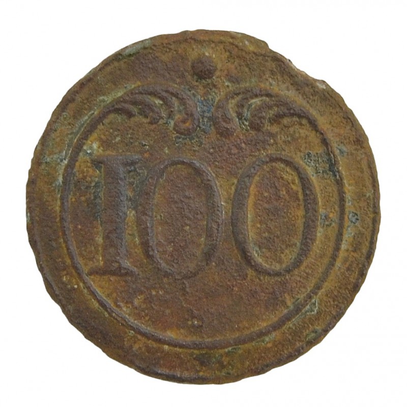 A button from the uniform of a French soldier of the 100th Line Infantry Regiment 