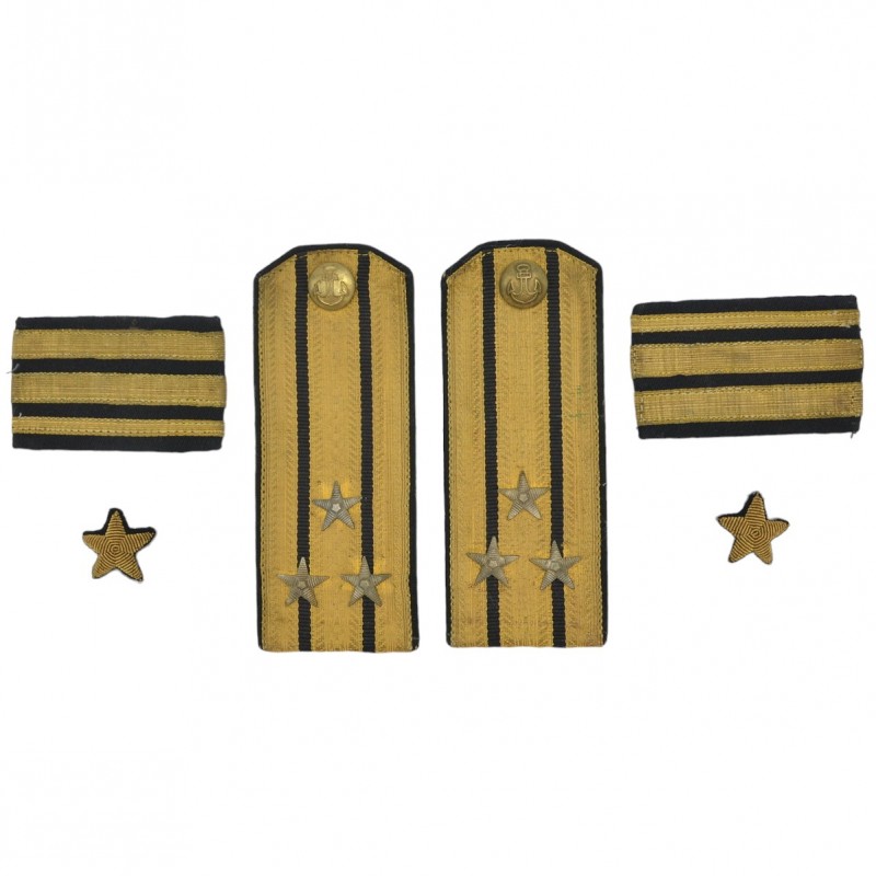Lot of shoulder straps and sleeve patches of the captain of the 1st rank of the USSR Navy