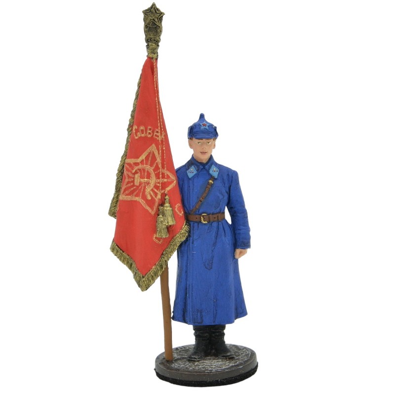 Tin soldier "Senior Sergeant - flag bearer of the Red Army Air Force"