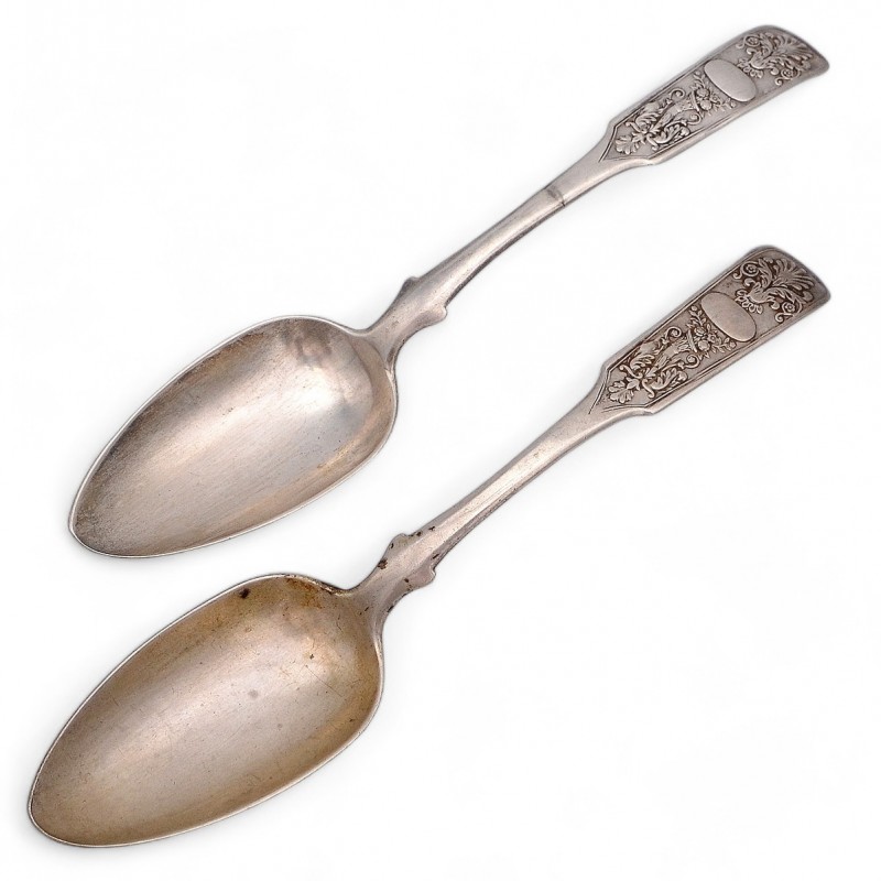 A pair of Russian decorated tablespoons, 1838