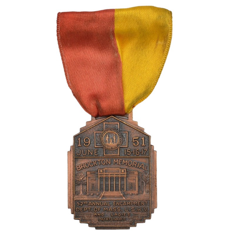 Badge of the participant of the 52nd Congress of veterans of the Spanish War of 1898 in Massachusetts