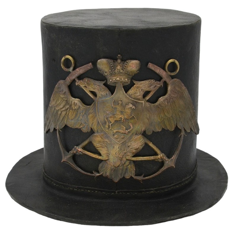 A leather hat of a sailor of the Guards crew of the sample of 1810, a copy