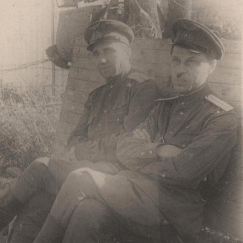 Photo of an officer of the medical or legal service of the Red Army Air Force with a friend