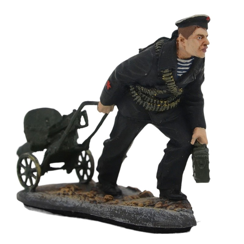 Tin soldier "Red Army sailor with Maxim machine gun"