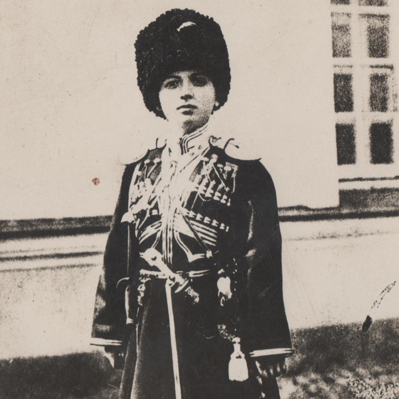 A postcard with the image of the heir of Tsarevich Alexei in the uniform of an officer of the SEIV Convoy
