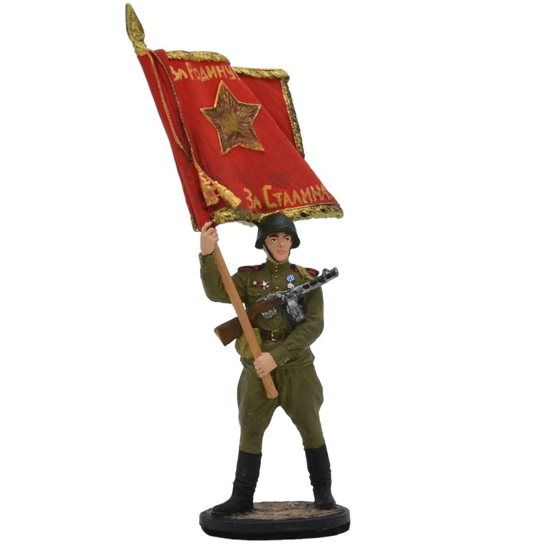 Tin soldier "Guard sergeant with a banner, 1943"