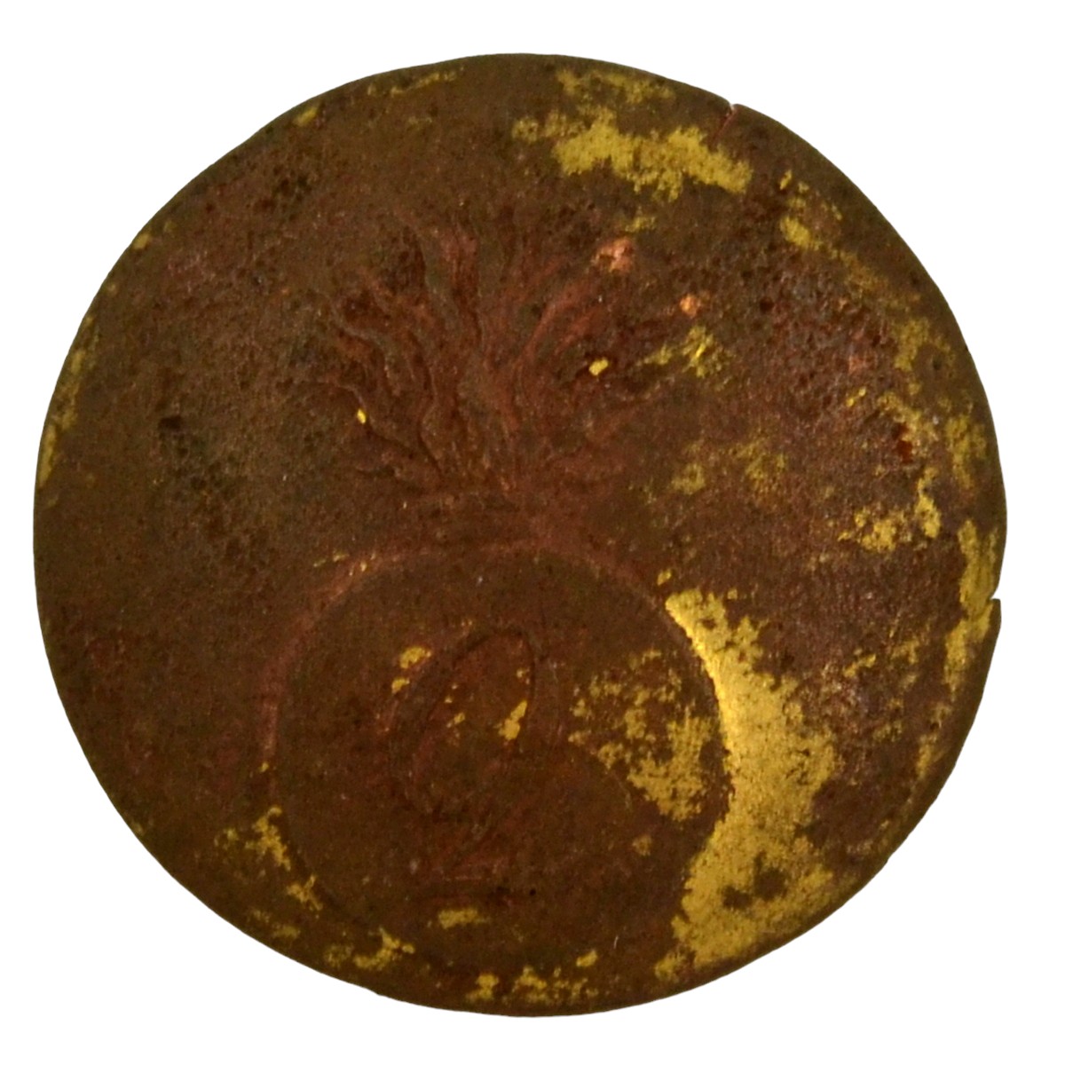 Large uniform officer's button with a grenada and the number "2"