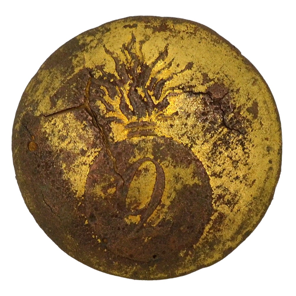 Large uniform officer's button with a grenada and the number "2"