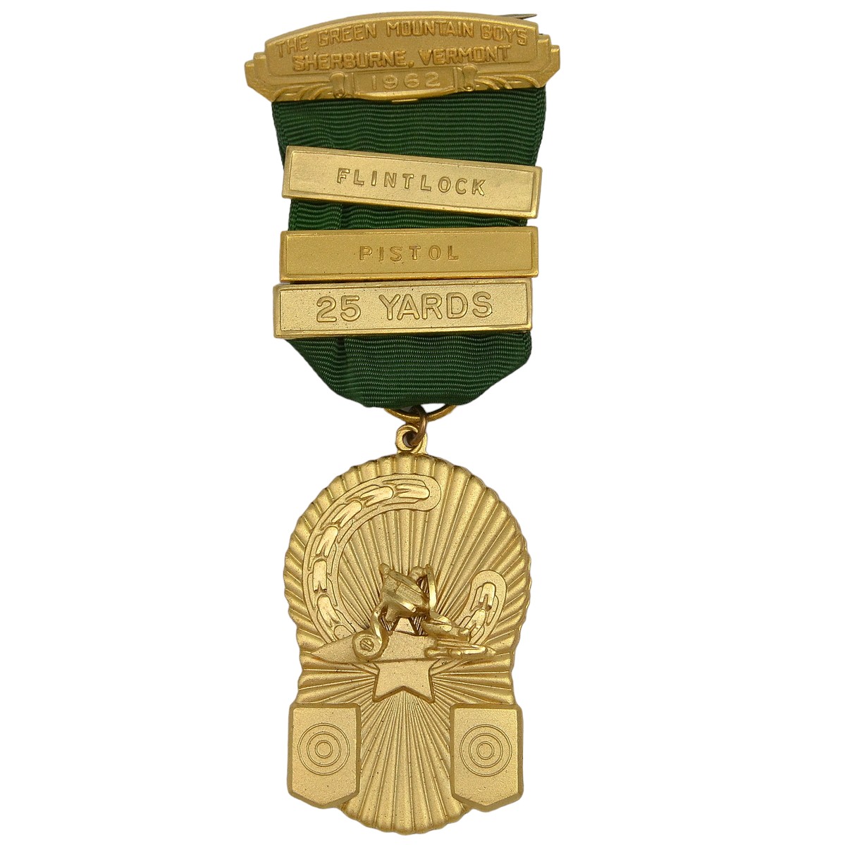 Gold medal of the Green Mountain Boys organization for shooting offhand with a percussion cap revolver 