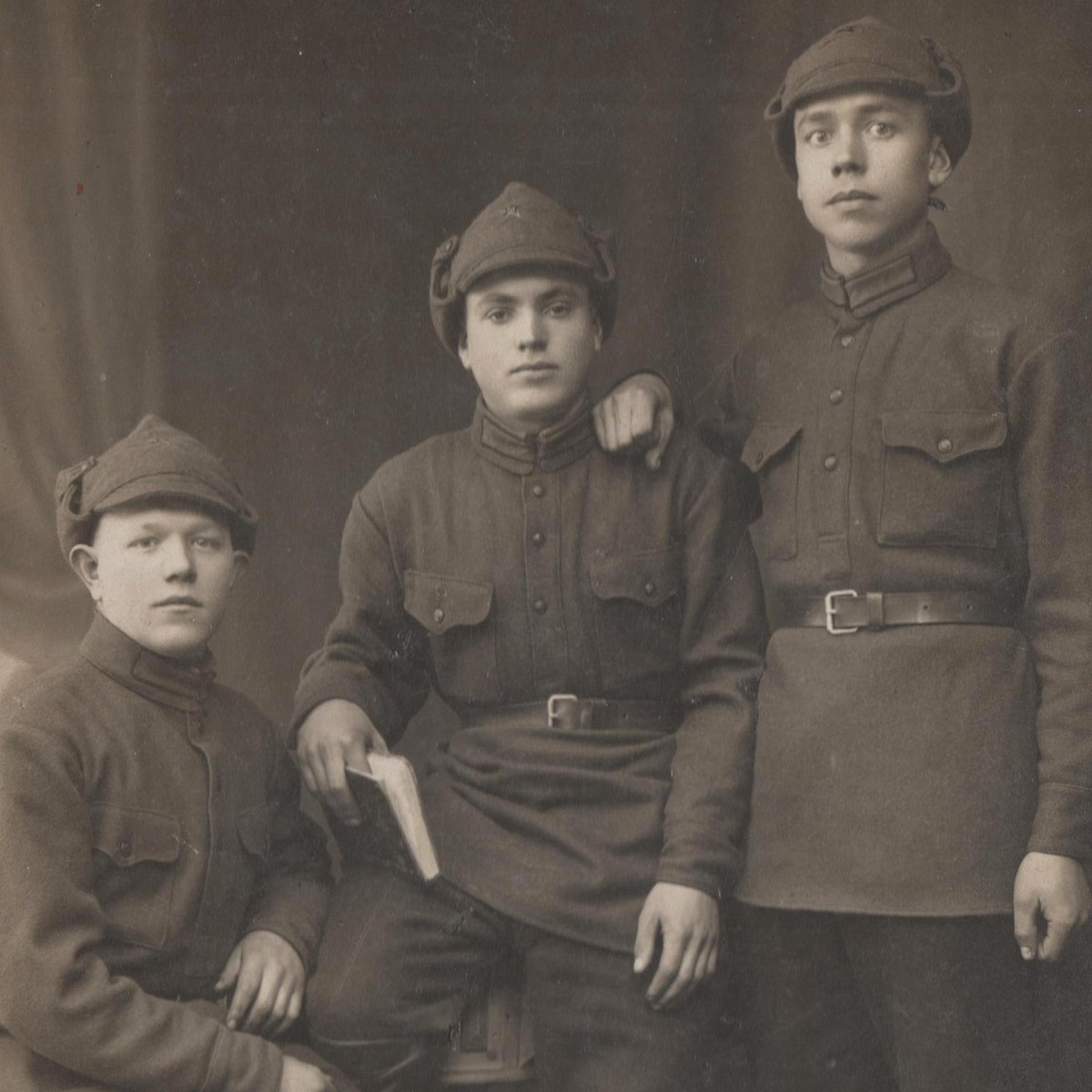 Photo of Red Army soldiers of the Red Army in Budenovka of the sample of 1922