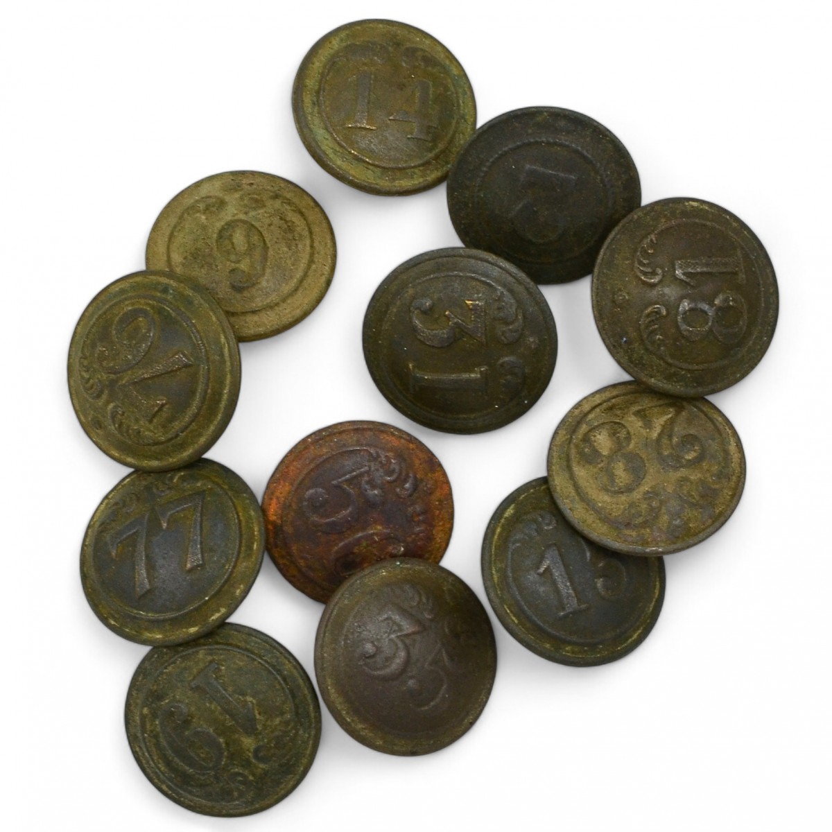 A lot of buttons from various French regiments found near Sevastopol