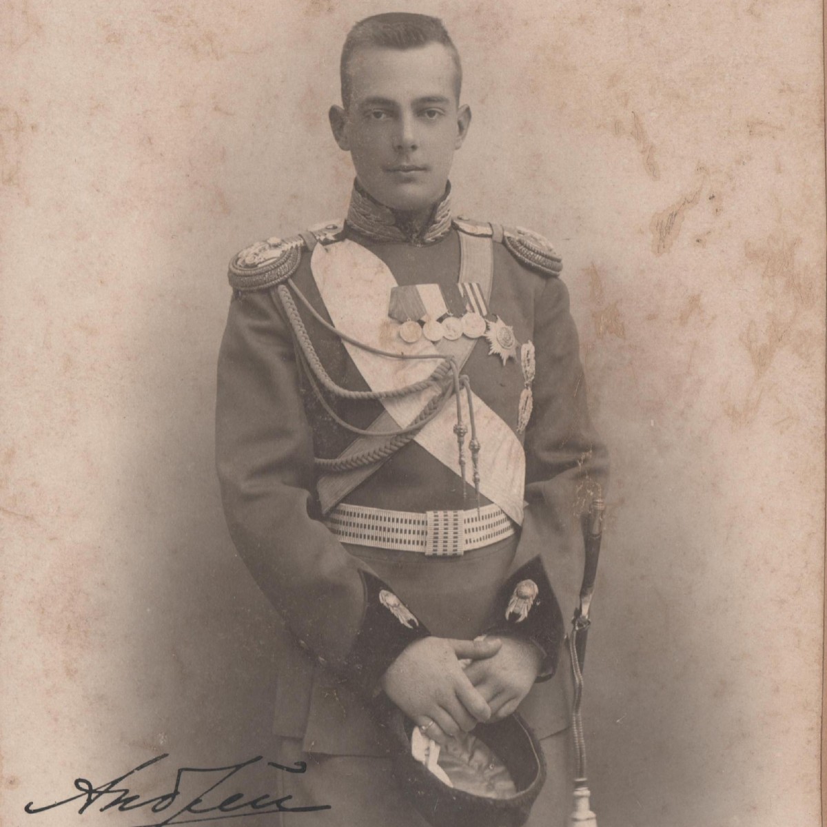 Photo of Grand Duke Andrey Vladimirovich, with his own autograph dedication, 1899