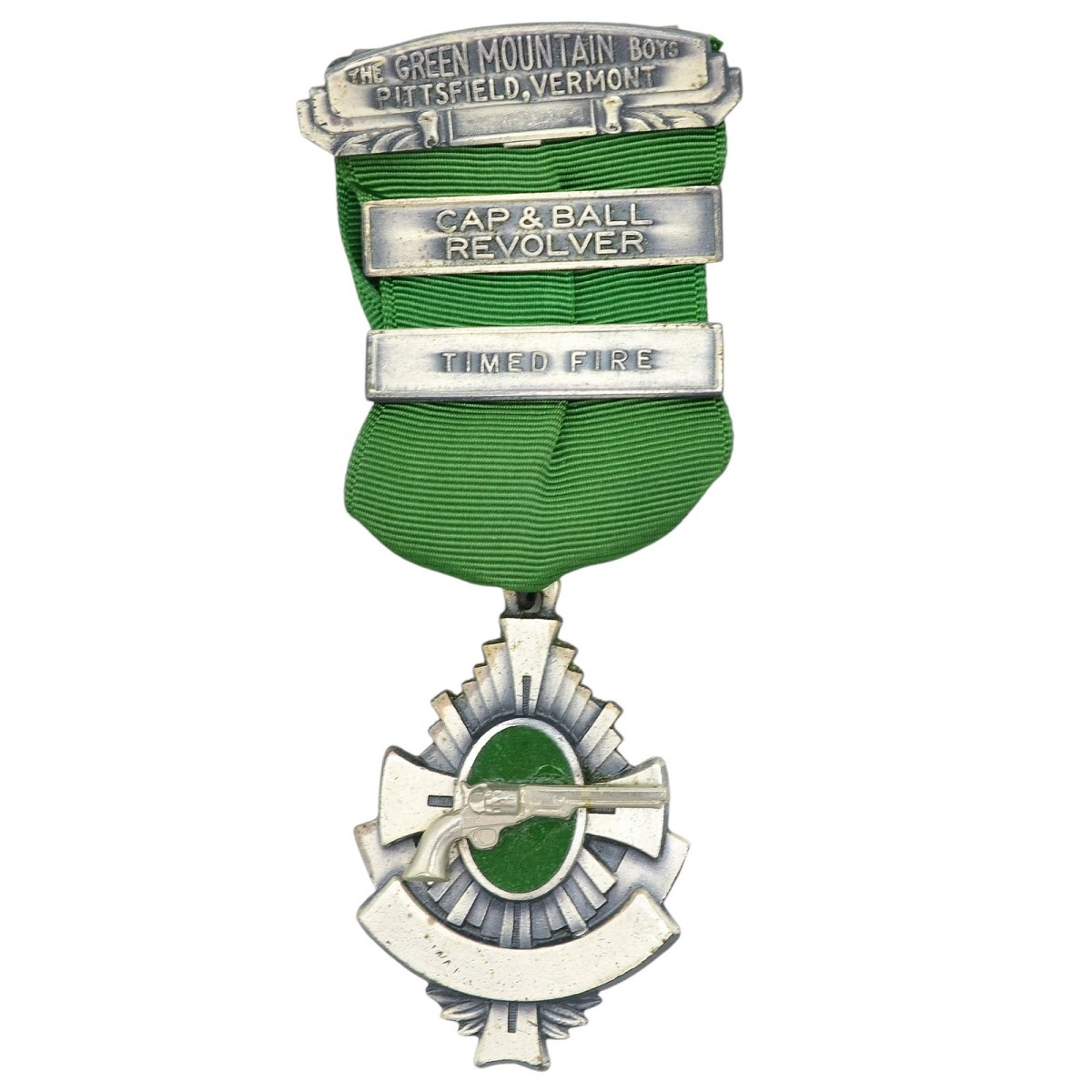 Silver medal of the Green Mountain Boys organization for firing a percussion cap revolver for a while