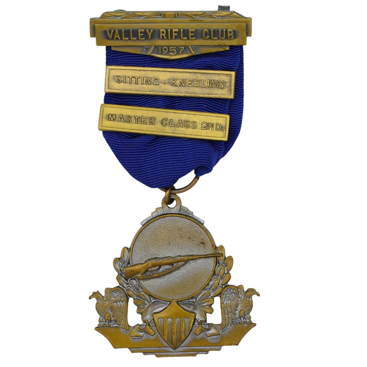 Silver medal "Valley rifle club" for shooting a rifle from the knee, 1957