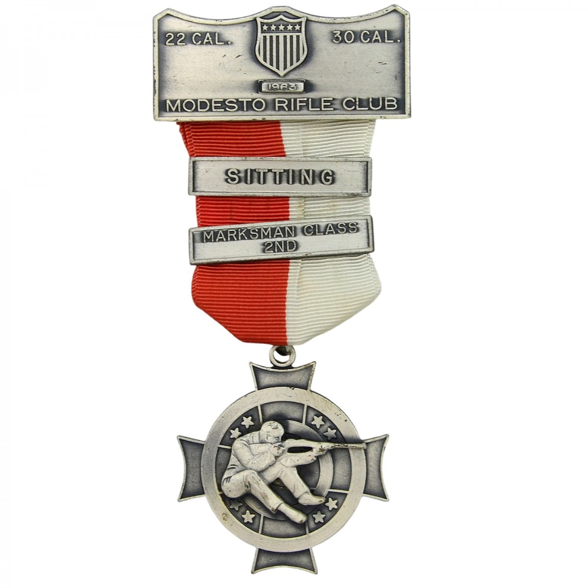 Silver medal "Modesto Rifle Club" for shooting from a sitting position