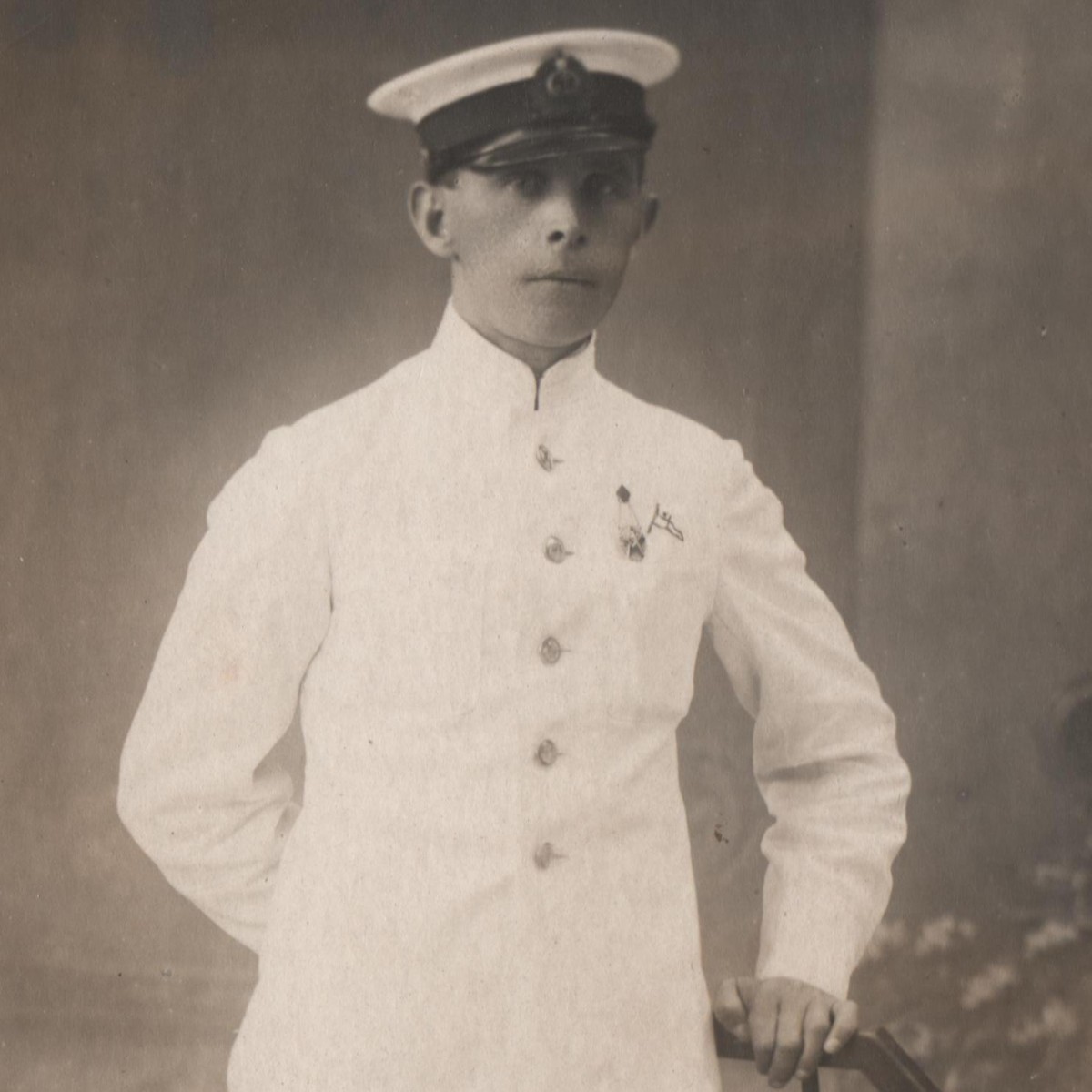 Photo of the commander of the Red Army in a white summer suit