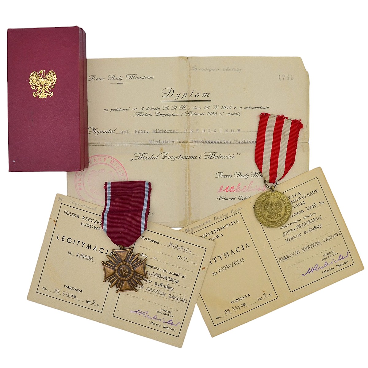 A lot of documents and Polish awards for the Soviet officer Evdokimov V.K.