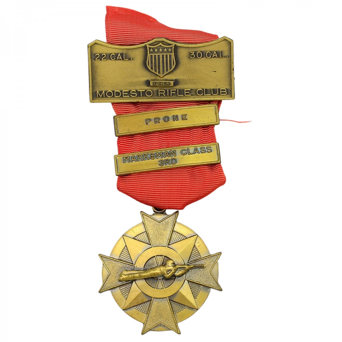 Modesto Rifle Club bronze medal for prone shooting, 1963