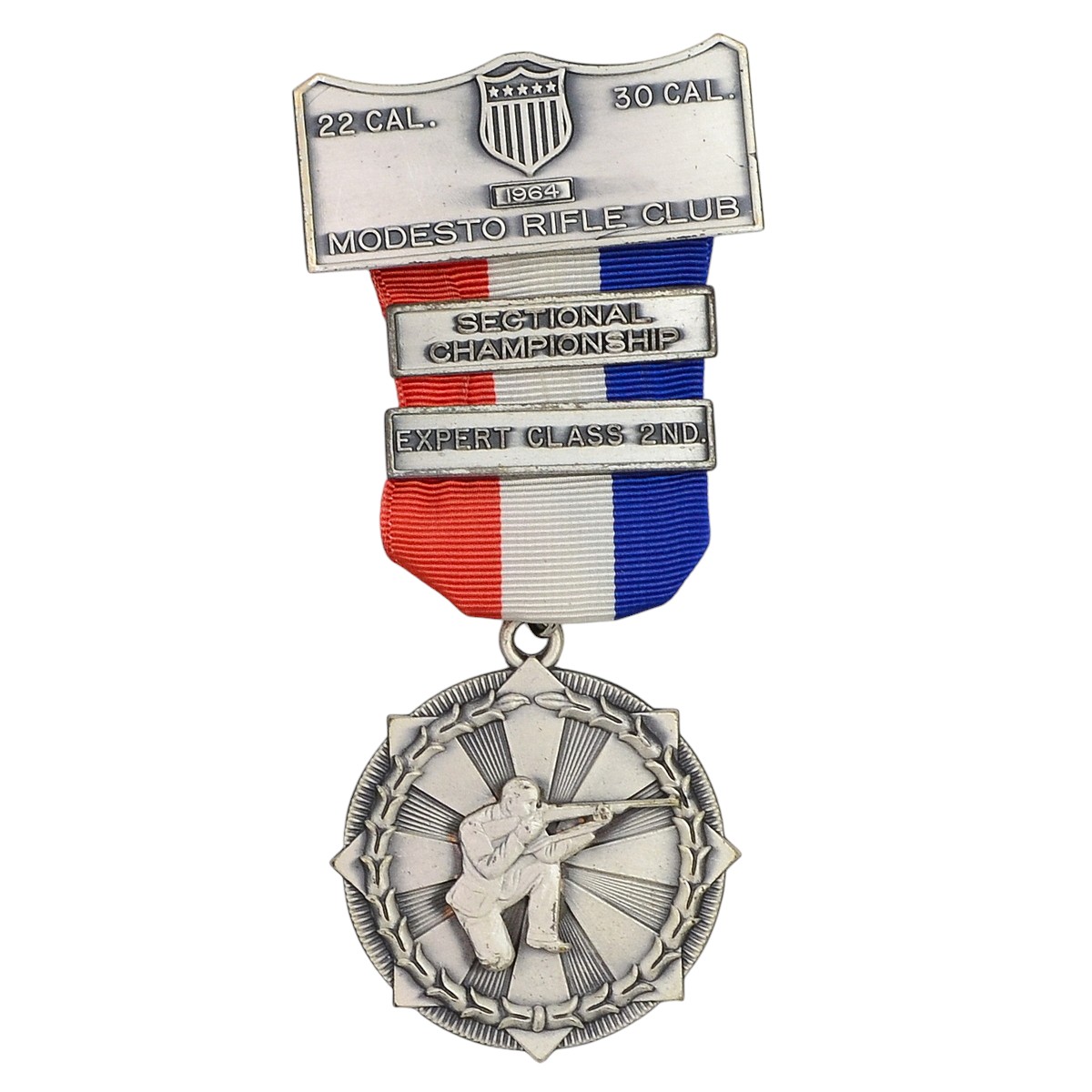 Modesto Rifle Club Silver Medal for sitting shooting, 1964