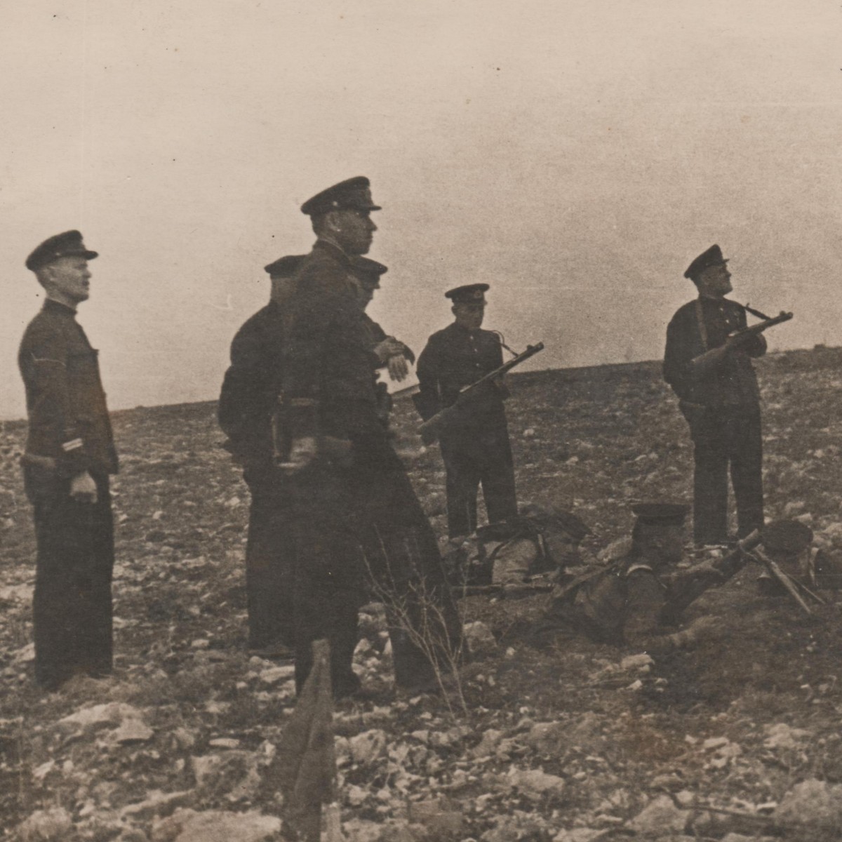 Photos of commanders and Red Navy men of the Red Army in field positions