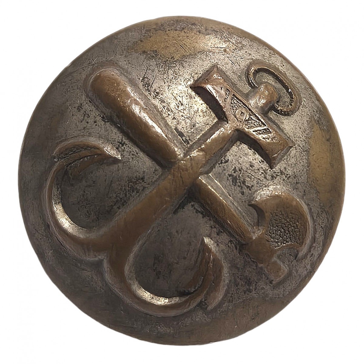 A button on the tunic of an employee of the Ministry of Internal Affairs of the Russian Empire